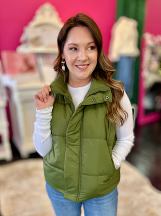 Steph Olive Puff Vest