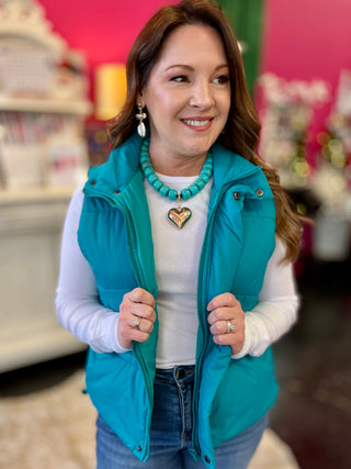 Steph Teal Puff Vest
