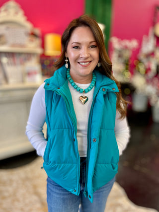 Steph Teal Puff Vest