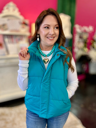 Steph Teal Puff Vest