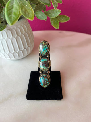 Turquoise 3 Stone Long Ring
