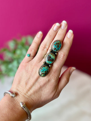 Turquoise 3 Stone Long Ring