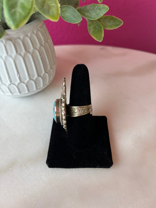 Turquoise Flaming Heart Ring