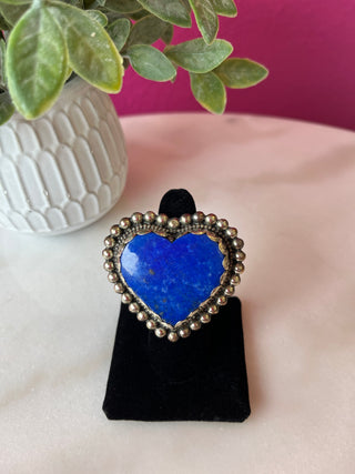 Lapis Large Heart Ring
