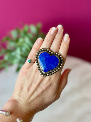 Lapis Large Heart Ring