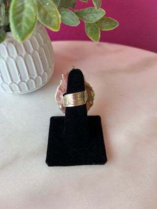 Turquoise & Pink Conch Flaming Heart Ring