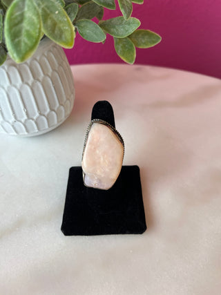 Pink Quartz Stone Silver Ring