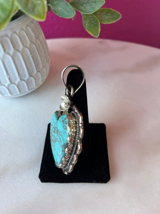 Turquoise Lg Heart & Silver Pendant