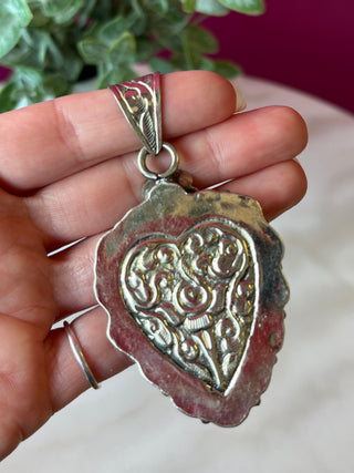 Turquoise Lg Heart & Silver Pendant