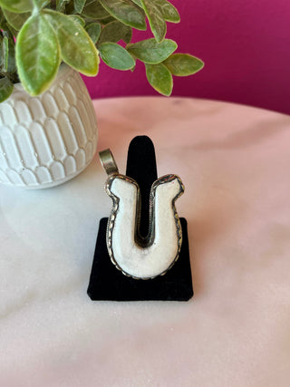 Bone Horseshoe Lg Silver Pendant