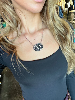 Silver Dot Oval Chain Necklace
