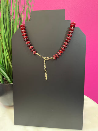 Maroon Disk Bead Necklace