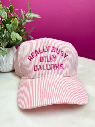 Dilly Dallying Pink Stripe Baseball Hat