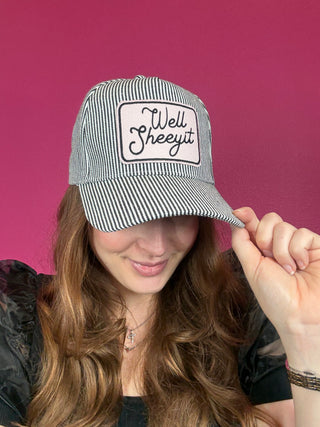 Well Sheeyit Black Striped Baseball Hat