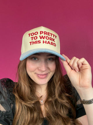 Too Pretty Red & Denim Baseball Hat
