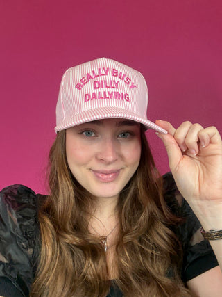 Dilly Dallying Pink Stripe Baseball Hat