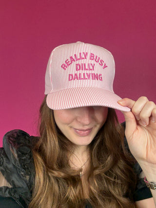 Dilly Dallying Pink Stripe Baseball Hat