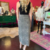 Leopard Denim Front Slit Skirt