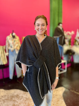 Hayward Charcoal Blanket Poncho