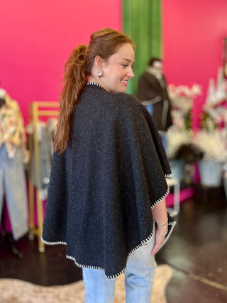 Hayward Charcoal Blanket Poncho