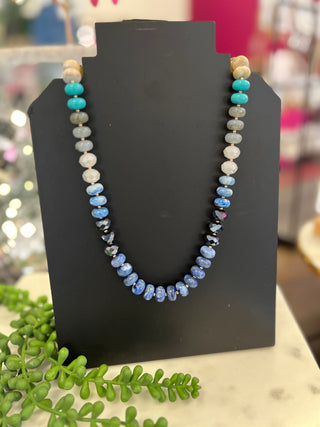 Blue & Turq Tone Stone Necklace