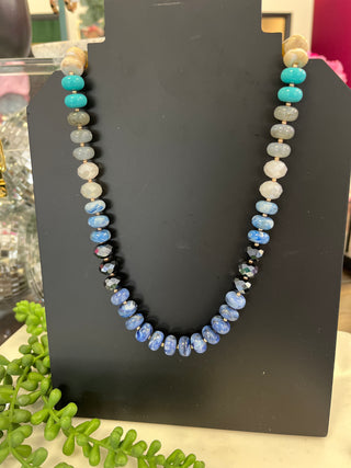 Blue & Turq Tone Stone Necklace