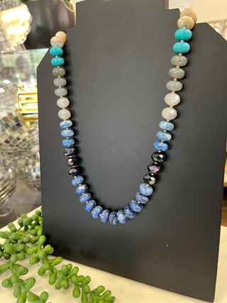 Blue & Turq Tone Stone Necklace