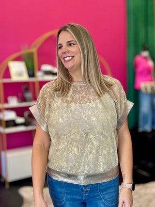 Champage & Gold Metallic Top