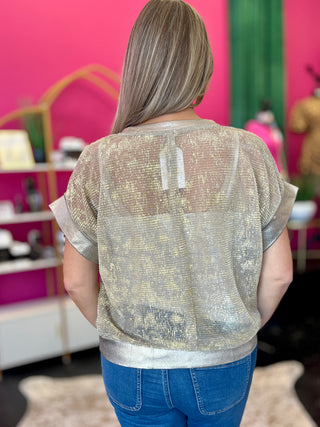 Champage & Gold Metallic Top