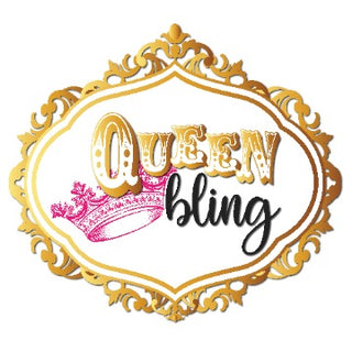 Queen Bling logo designed with a pink crown.