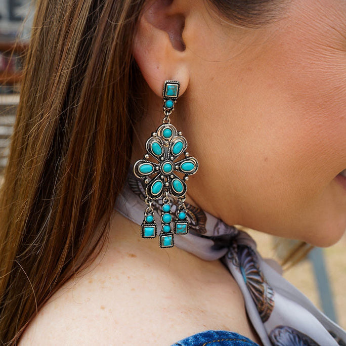 Turq Flower Dangle Earring