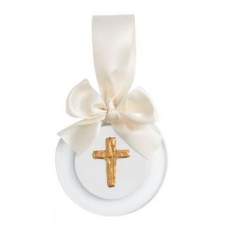 Gold Cross Acrylic Disk Ornament