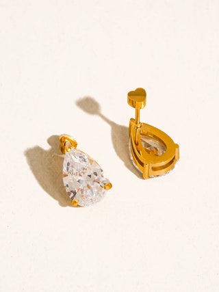 Avenn 18K Gold Teardrop CZ Stud Earrings - Water Resistant