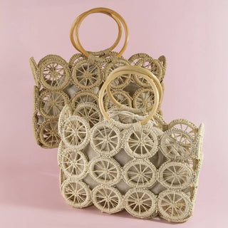 Open Circle Weave Straw Purse