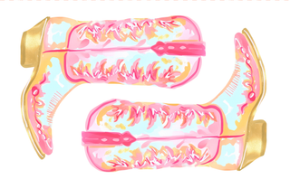 Decorative hair clip with pink and gold design on a white background