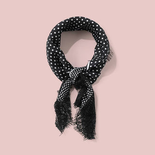 Black Polka Dot & Lace Wild Rag Scarf