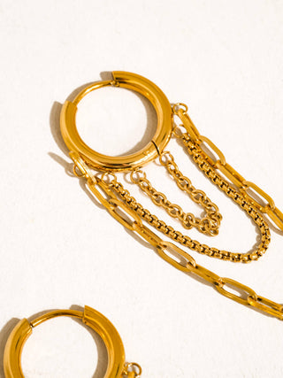 Vianne 18K Gold Multi Chain Drop Earrings - Water Resistant