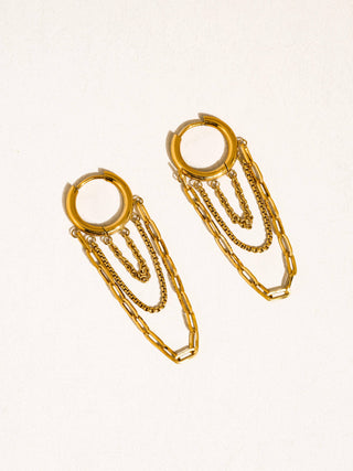 Vianne 18K Gold Multi Chain Drop Earrings - Water Resistant