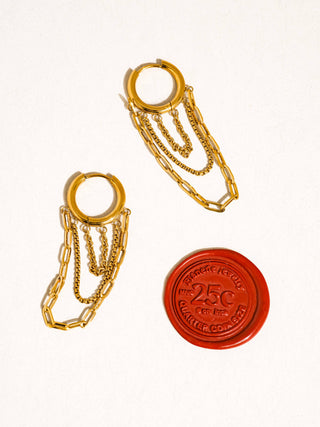 Vianne 18K Gold Multi Chain Drop Earrings - Water Resistant
