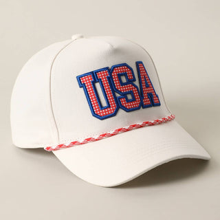 USA Patch Rope White Baseball Hat