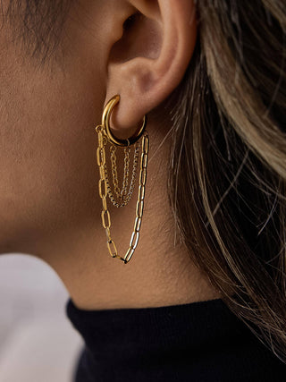 Vianne 18K Gold Multi Chain Drop Earrings - Water Resistant