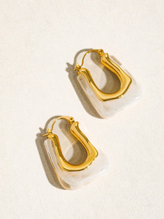 Talia White 18K Gold U-Shaped Boho Hoop Earring