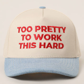 Too Pretty Red & Denim Baseball Hat