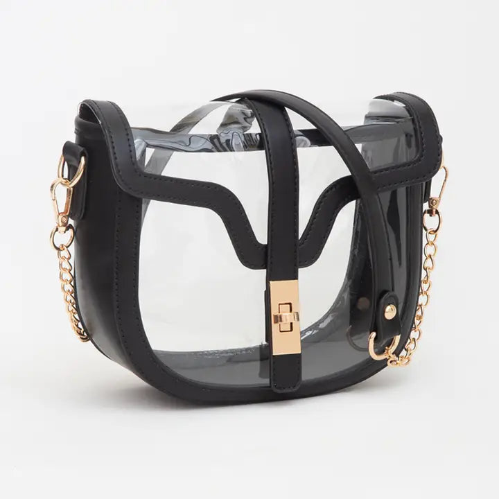 Claire Black & Clear Saddle Bag Purse
