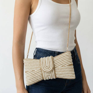 Pearl Bow Clutch Purse