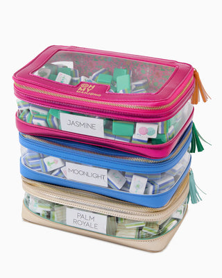 Metallic Silver Tile Mahjong Storage Bag by Oh My Mahjong