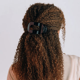 Jet Black Medium Flat Round Teleties Clip