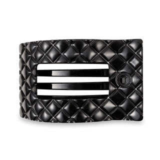 Jet Black Quilted Large Flat Rectangle Teleties Clip