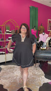 Black & Leopard Trim Dress