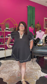 Black & Leopard Trim Dress
